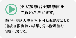 阪神・淡路大震災を上回る地震波による連続加振実験の結果、高い耐震性を実証しました。　実働振動大実験動画をご覧いただけます。